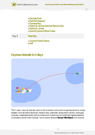 example page 2 from our offline Travel Guide for Cayman Islands